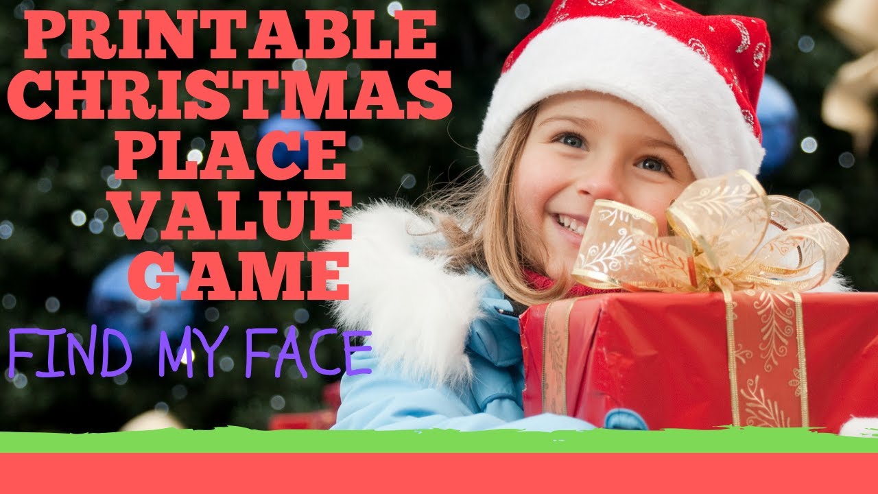 Printable Christmas place value game: FIND MY FACE