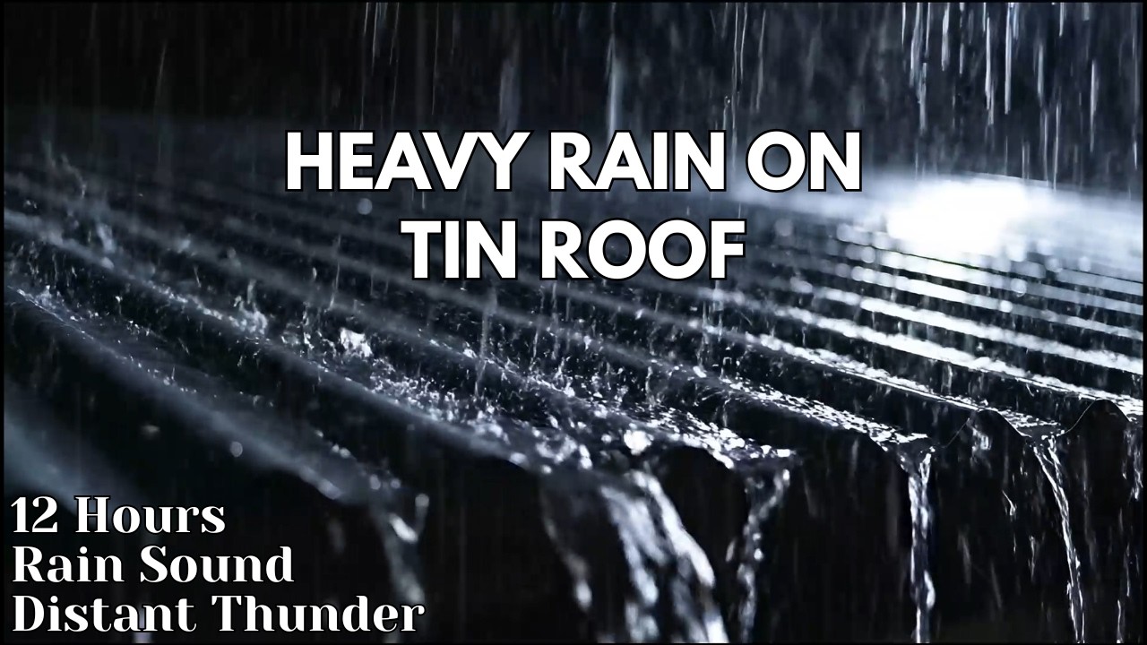 NO ADS Fall Asleep Faster with Heavy Rain on a Tin Roof | Sleep Aid • Study • Relax #SleepAid #Rain