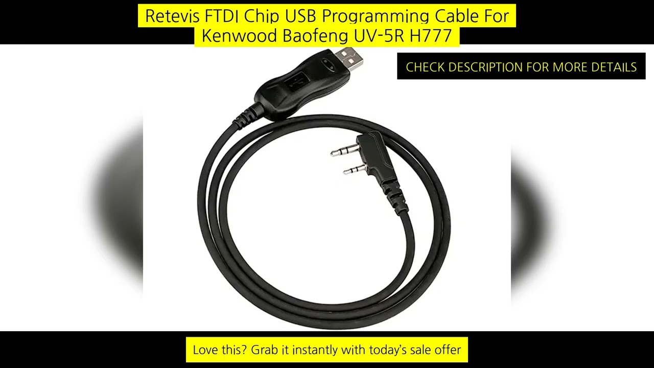 Retevis Ftdi Chip Usb Programming Cable For Kenwood Baofeng Uv-5R H777 Rt21