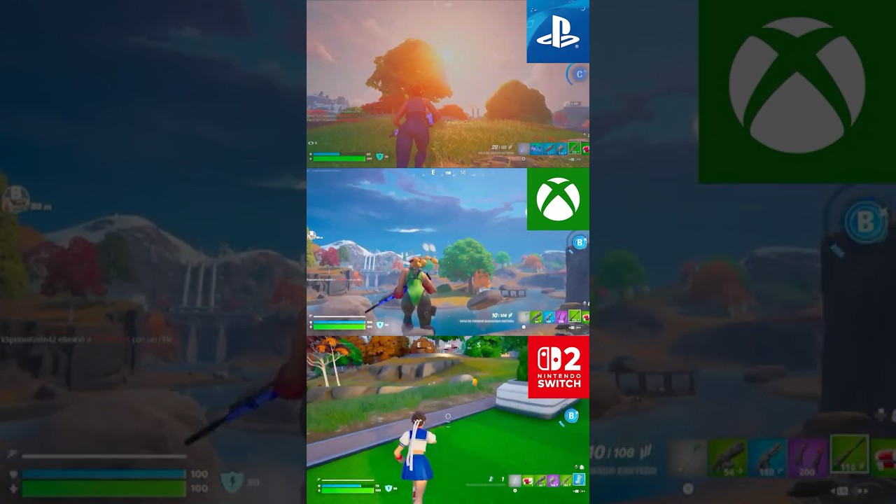 Fortnite en switch 2 Vs PlayStation 5 Vs Xbox Series S