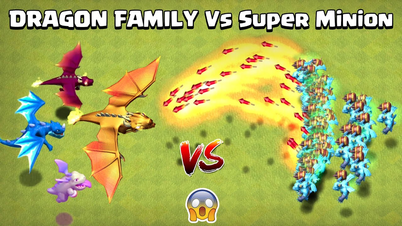 Dragon Family Vs Super Minion | Clash of Clans