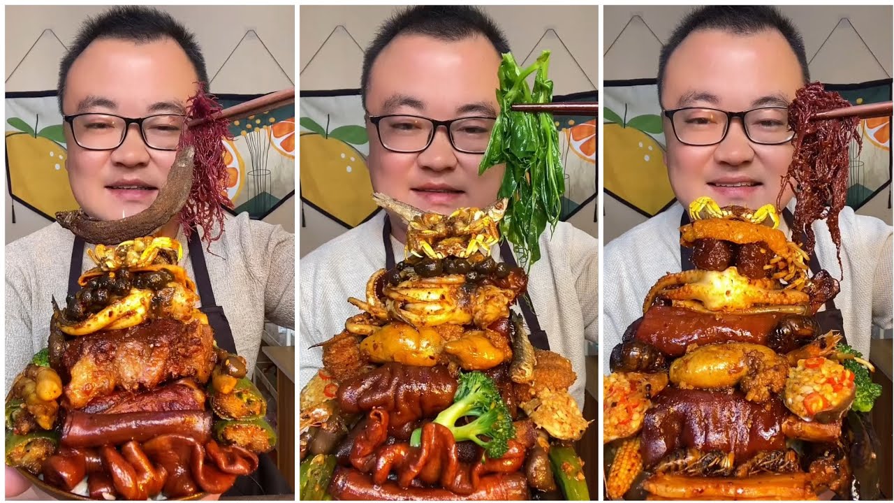Mukbang#59 :Eat belly pork, 😋😋 Fried skewers. Noodles 🍜🍜#belly #mukbang #yummyfood