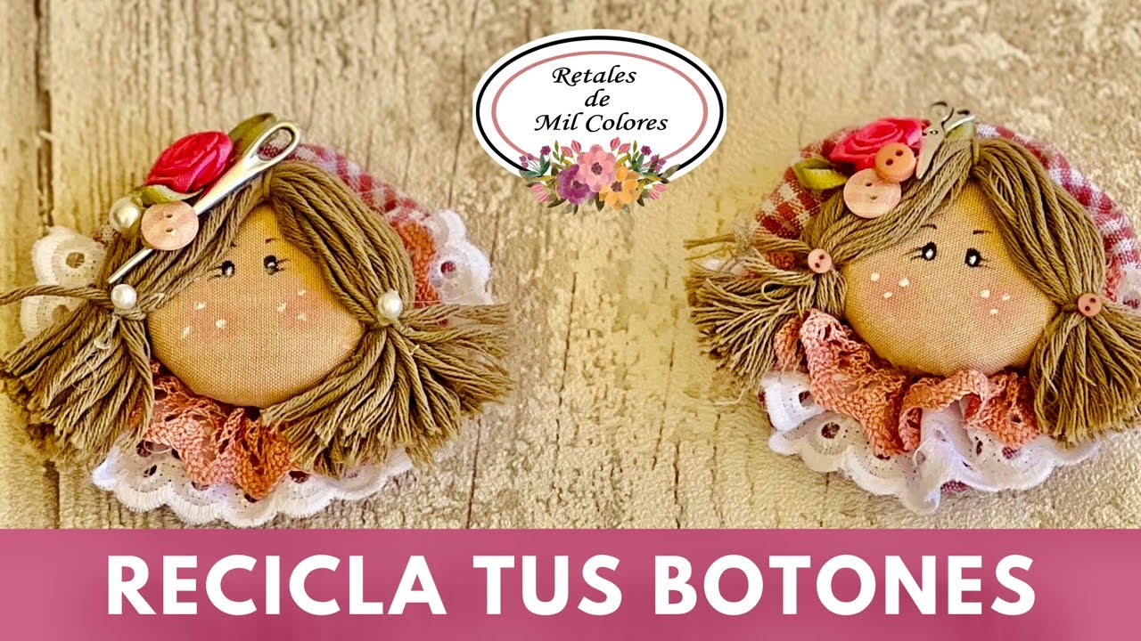 Легкие универсальные куклы: пуговица, брошь, закладка. Утилизируйте свои пуговицы и ткани.#122