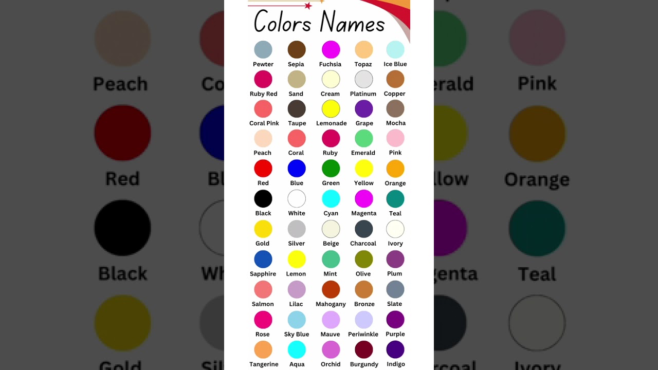 list of colours name / all colour name in english / all types of colours name #colors #colorname