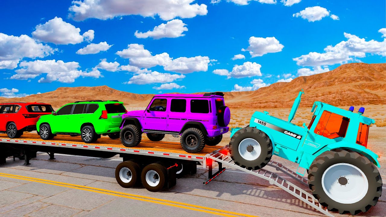 Flatbed Truck Mcqueen | Transportation with Truck - Pothole vs Car #38 - BeamNG.Drive