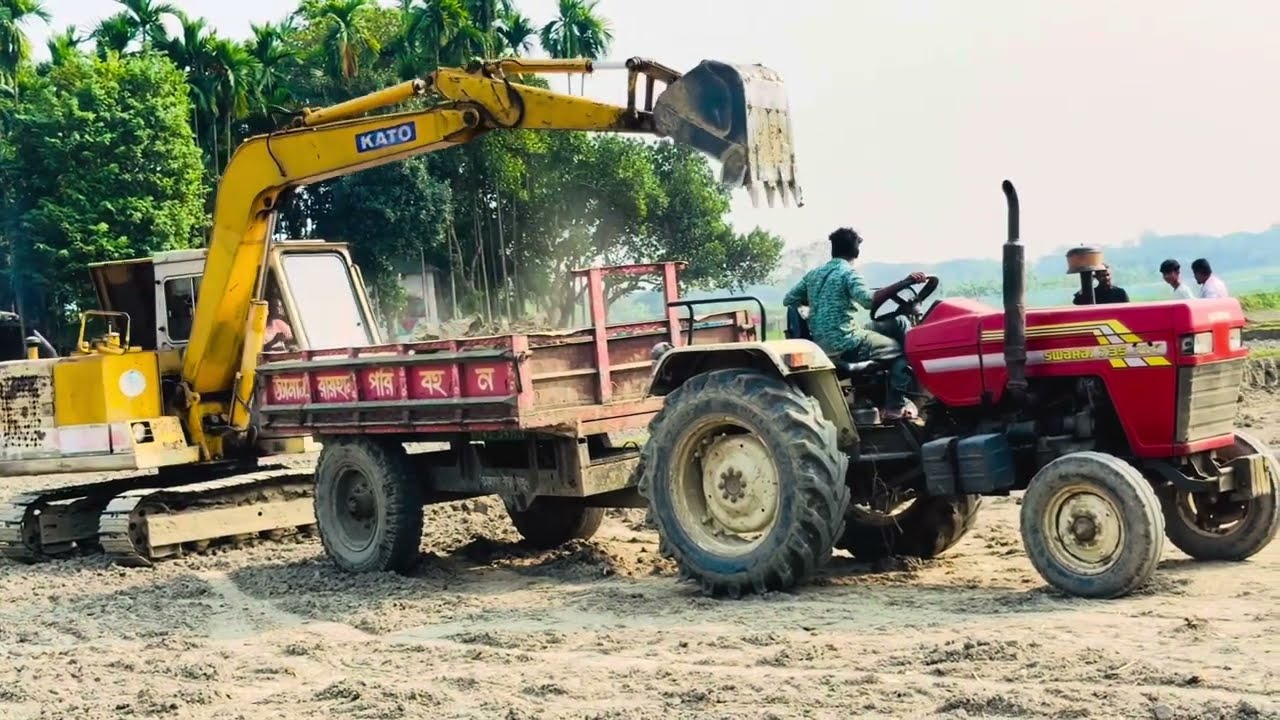 Swaraj 744 FE Tractor Loading Soil JCB | Tractor Fully Loaded Trolley | New Hollande | Tractor Ep-07