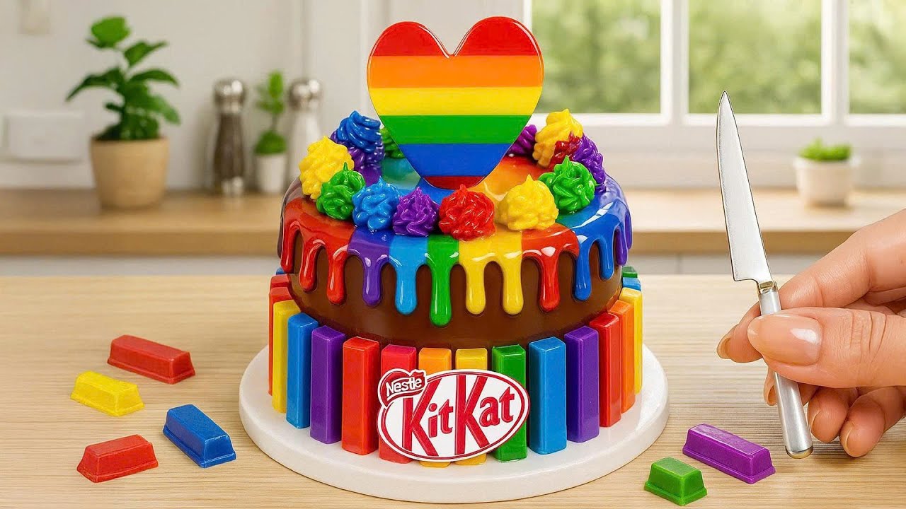 Радужный шоколадный торт KITKAT: грандиозное шоу по декорированию! 🍫Миниатюрные торты🌈Потрясающий...