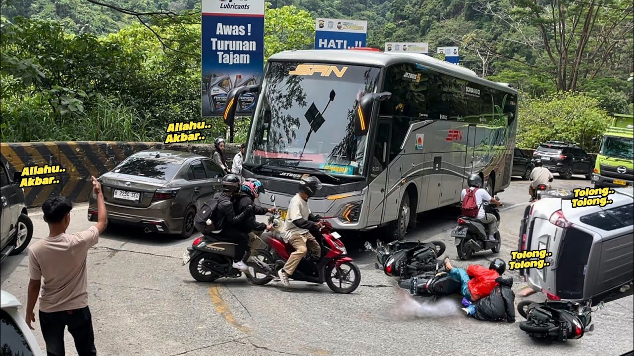 DRAMA PALING SADIS !!! BERBAHAYA., Menit-Menit Awal Bus SAN Alami Kejadian Buruk Melintasi Tikungan