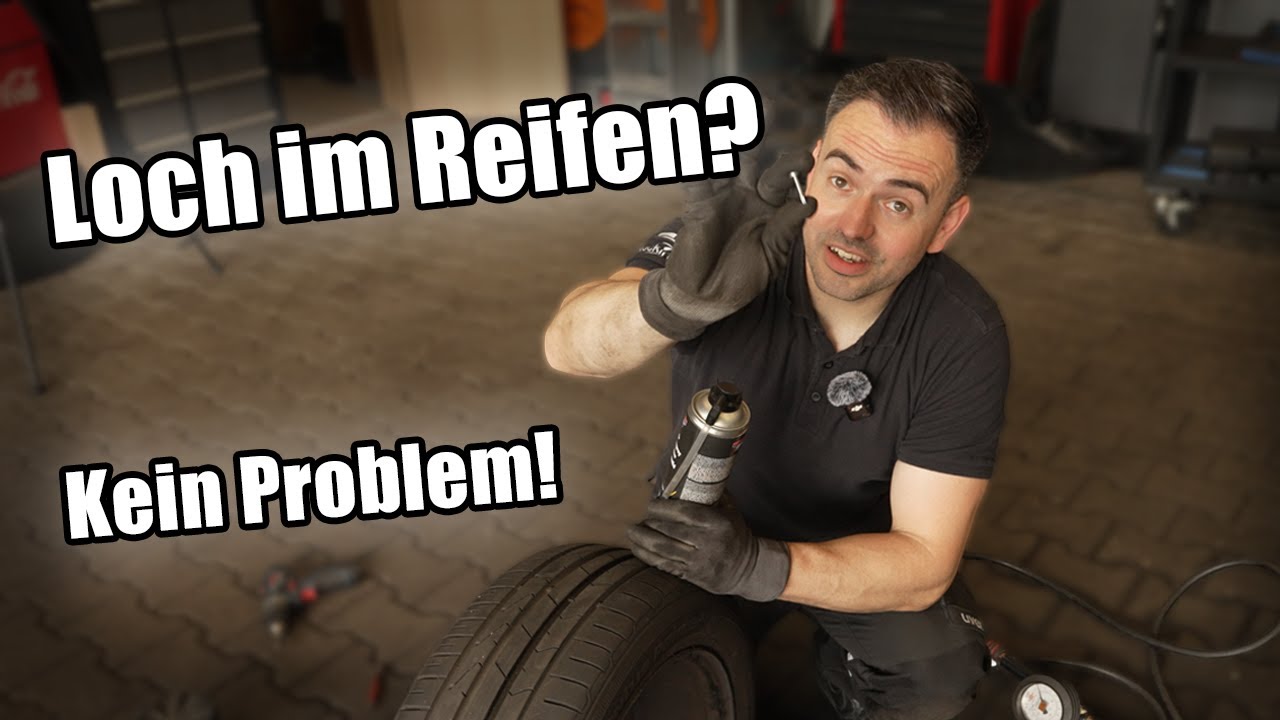 Loch im Autoreifen selber flicken - presto Reifenpannenspray