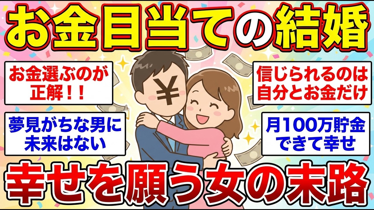 【ガルちゃん有益】お金目当てで結婚した女たちの現在がえぐい！本当のところ幸せなんですか？【ガルちゃん雑談】【更年期キツイ】