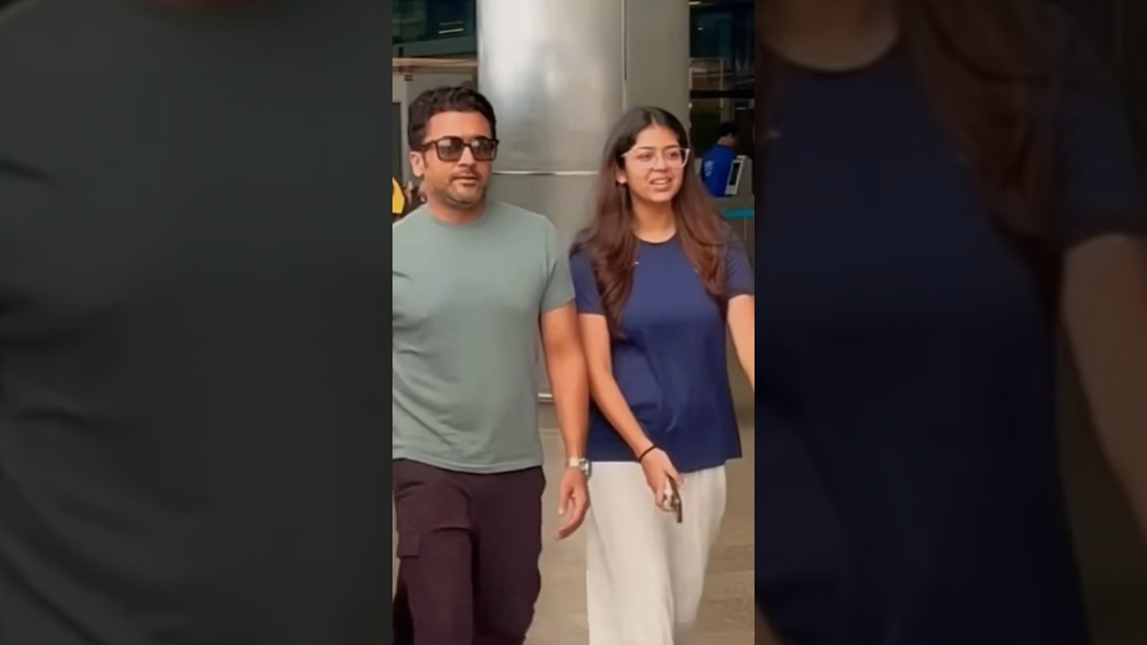 Actor surya & his daughter diya new look #diya #surya #rgia airport #hyderabad##tamilcinema #shorts