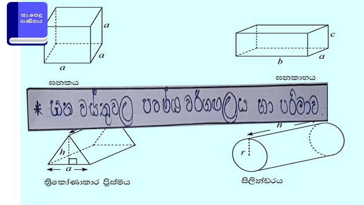 ඝන වස්තු වල පෘෂ්ඨ වර්ගඵලය හා පරිමාව | Ghana Wasthuwala Prushta Wargapalaya ha parimawa