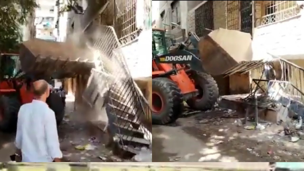 السلم في الشارع ... إزالة مخالفات وتعديات محلات ومنشأت تجارية علي الطريق العام بشارع فيصل الرئيسي