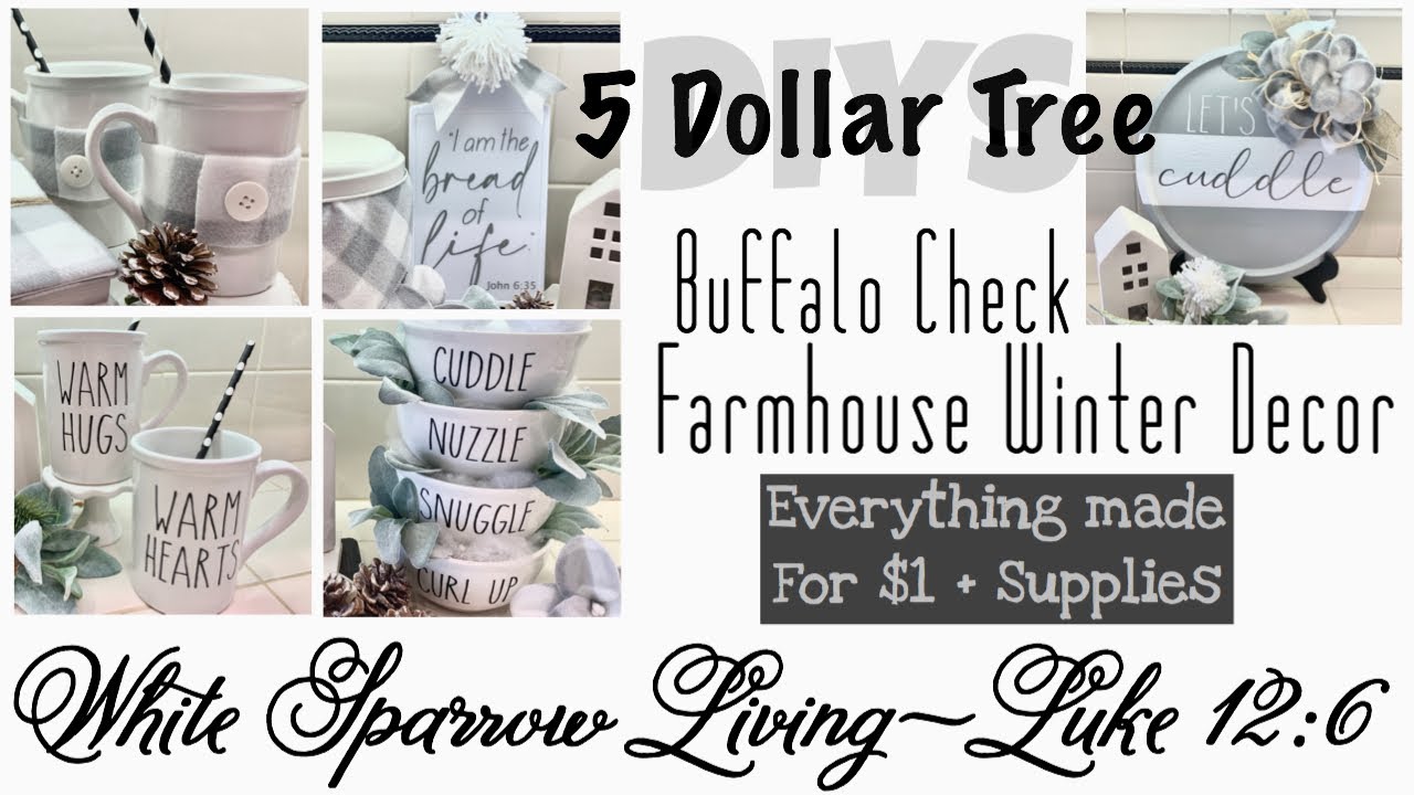 5 DOLLAR TREE DIY BUFFALO CHECK FARMHOUSE WINTER DECOR PROJECTS ❄️