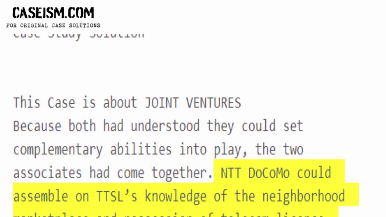 NTT DoCoMo &ndash; Joint Venture with Tata in Indian Mobile Telecom Case Study Help