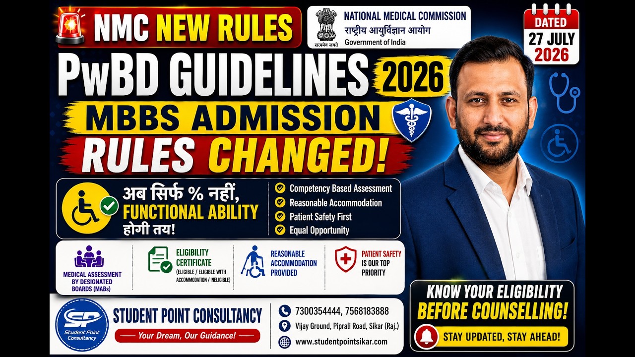 NMC New PwBD Guidelines 2026|MBBS Admission Rules Changed Disability Certi से Admission कैसे मिलेगा?