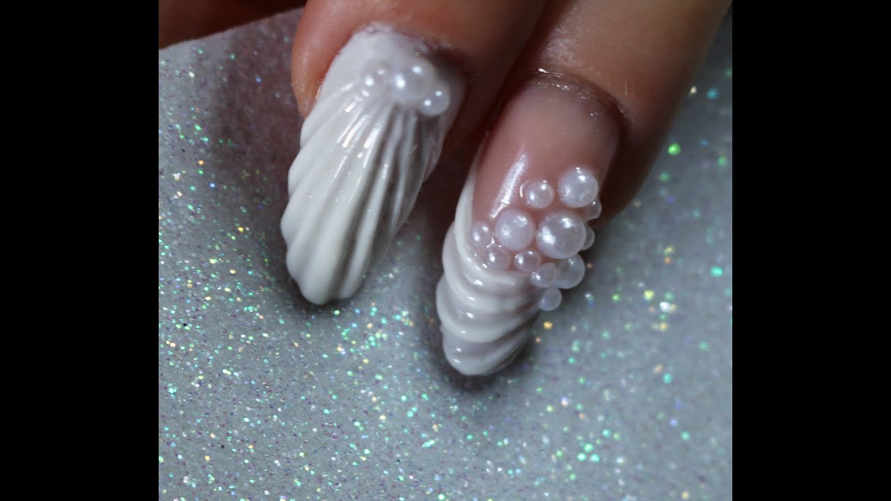 Nail Art Shell Design Gel!!! Cum se face modelul Scoica pe unghii migdala ruseasca !