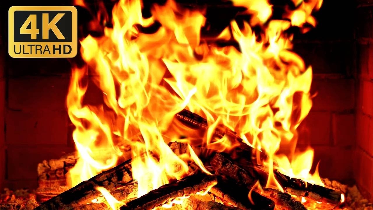 FIREPLACE 4K 🔥 Cozy Fireplace video with Burning Logs & Fire Sounds. Christmas Fireplace