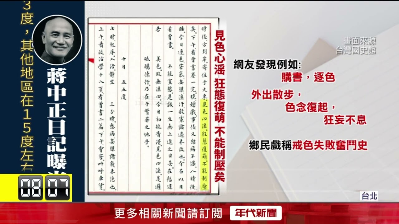 《蔣中正日記》解禁　驚現「情慾自白」網笑：百年前的D槽外流