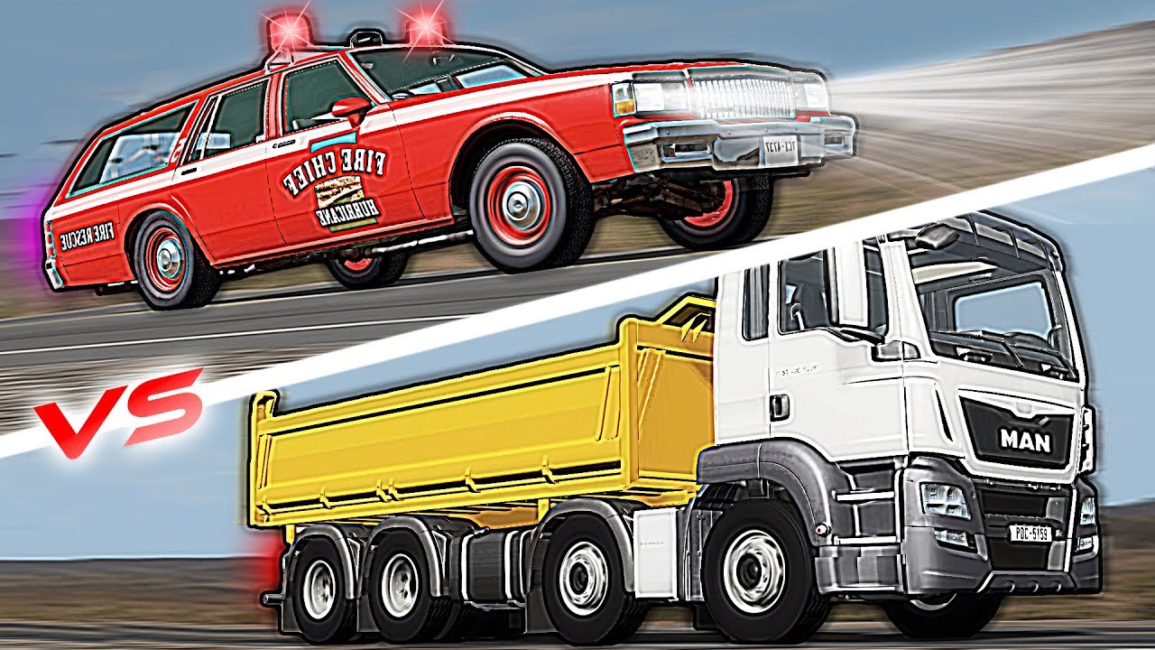 Test: Cars VS Truck - BeamNG Drive