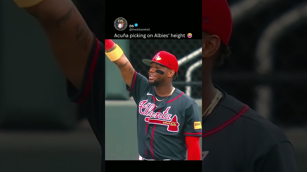 Acu&ntilde;a makes fun of Albies 😂