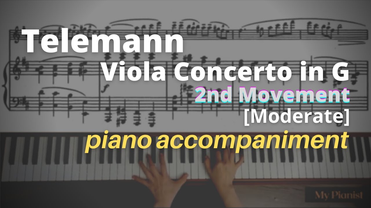 Telemann - Viola Concerto in G, 2nd Mov: Piano Accompaniment [Moderate]