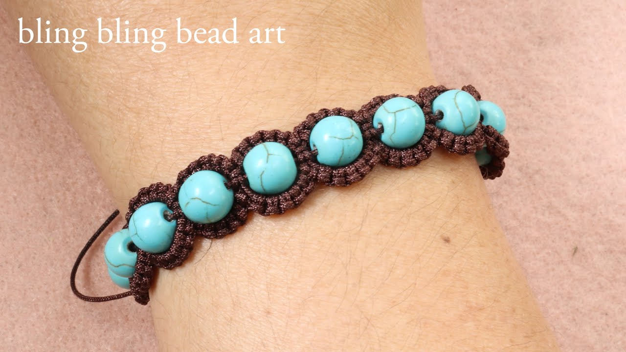 Quick and easy macramé bracelet           اموزش دستبند مکرومه بافی با سنگ