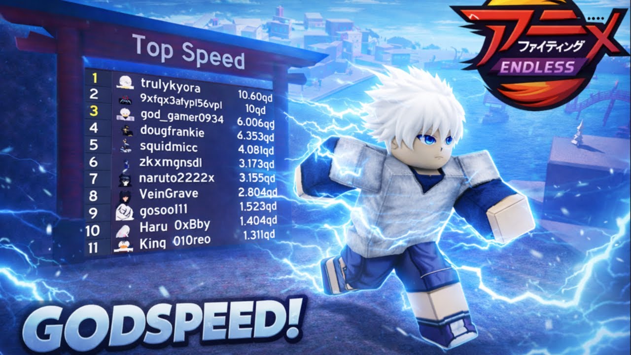 ⚡  Reaching Top Speed Leaderboard As godspeed Killua in Anime Fighting Simulator ENDLESS (Roblox)