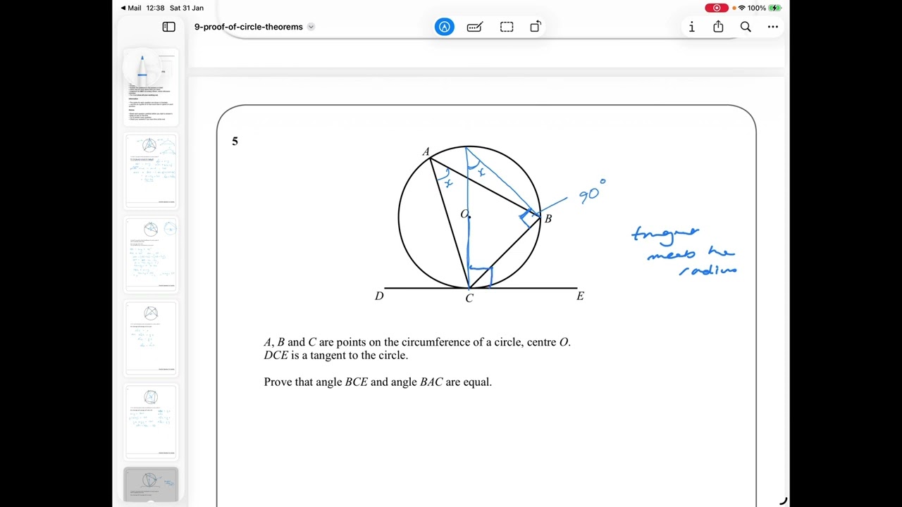 @Katiedoesmaths Proof of circle theorems Alternate segment theorem proved