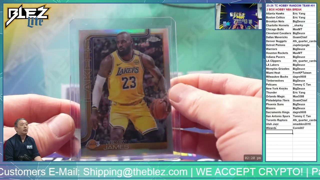 2025-26 Topps Chrome Hobby NBA 2 Box #02 Random Team
