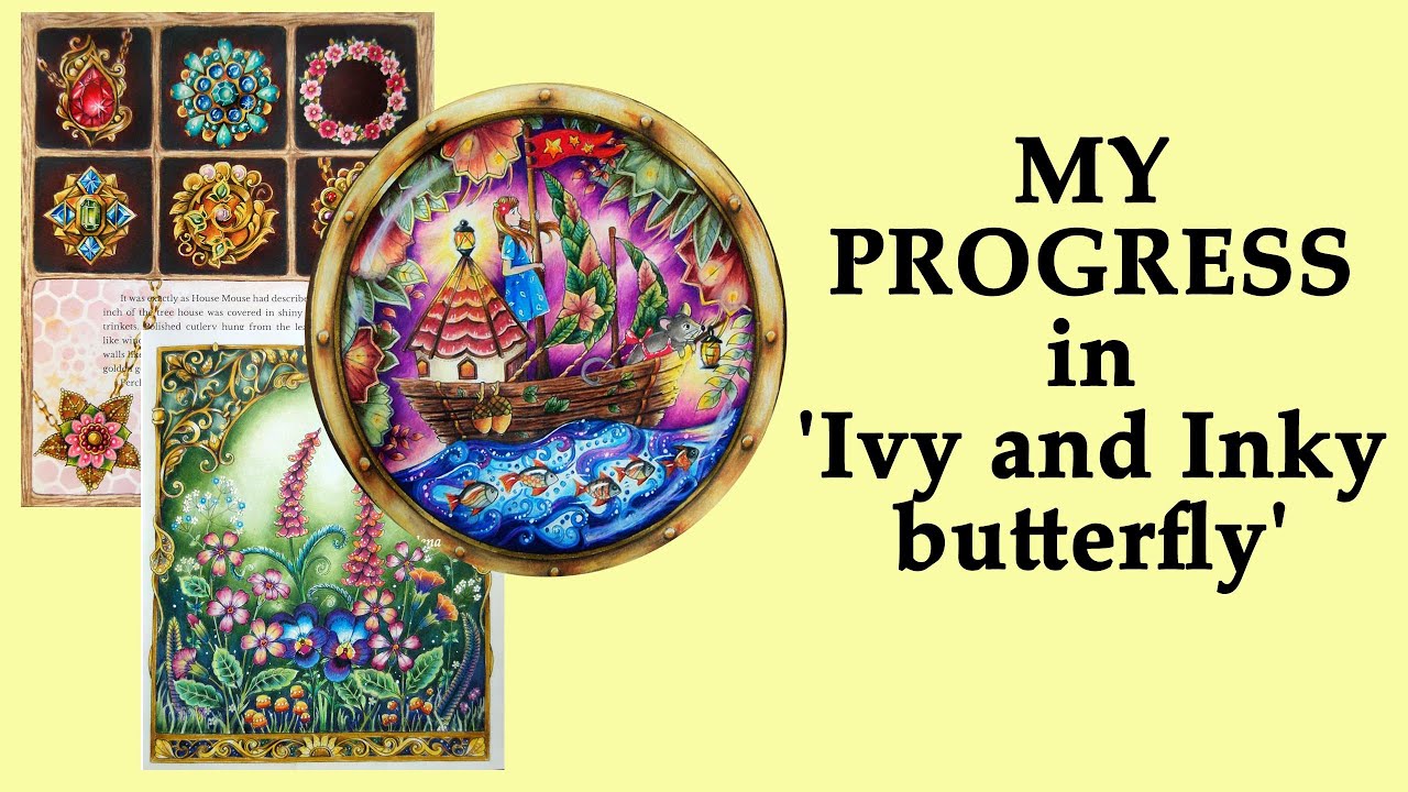 My progress in 'Ivy and Inky butterfly'  Silent flip through of coloring book #johannabasford