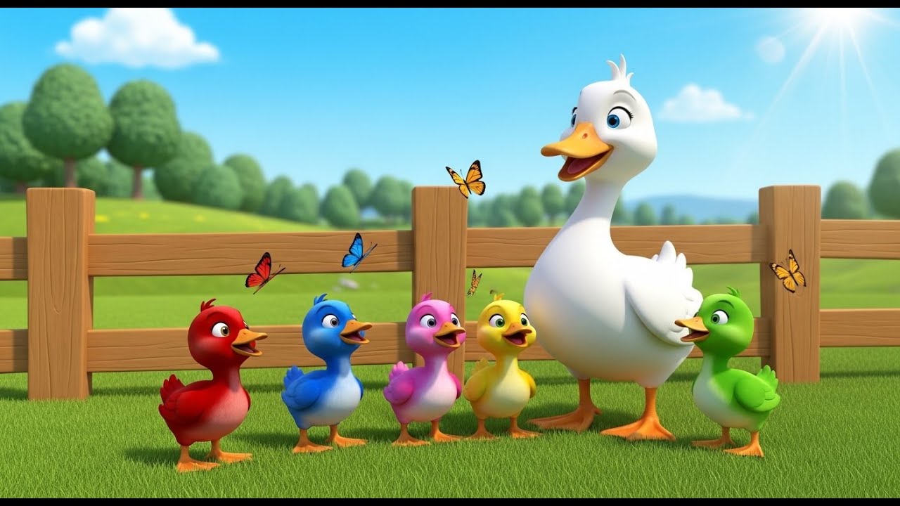 5 Little Ducks Song | Playful 3D Cartoon Ducks Singing Together for Young Kids