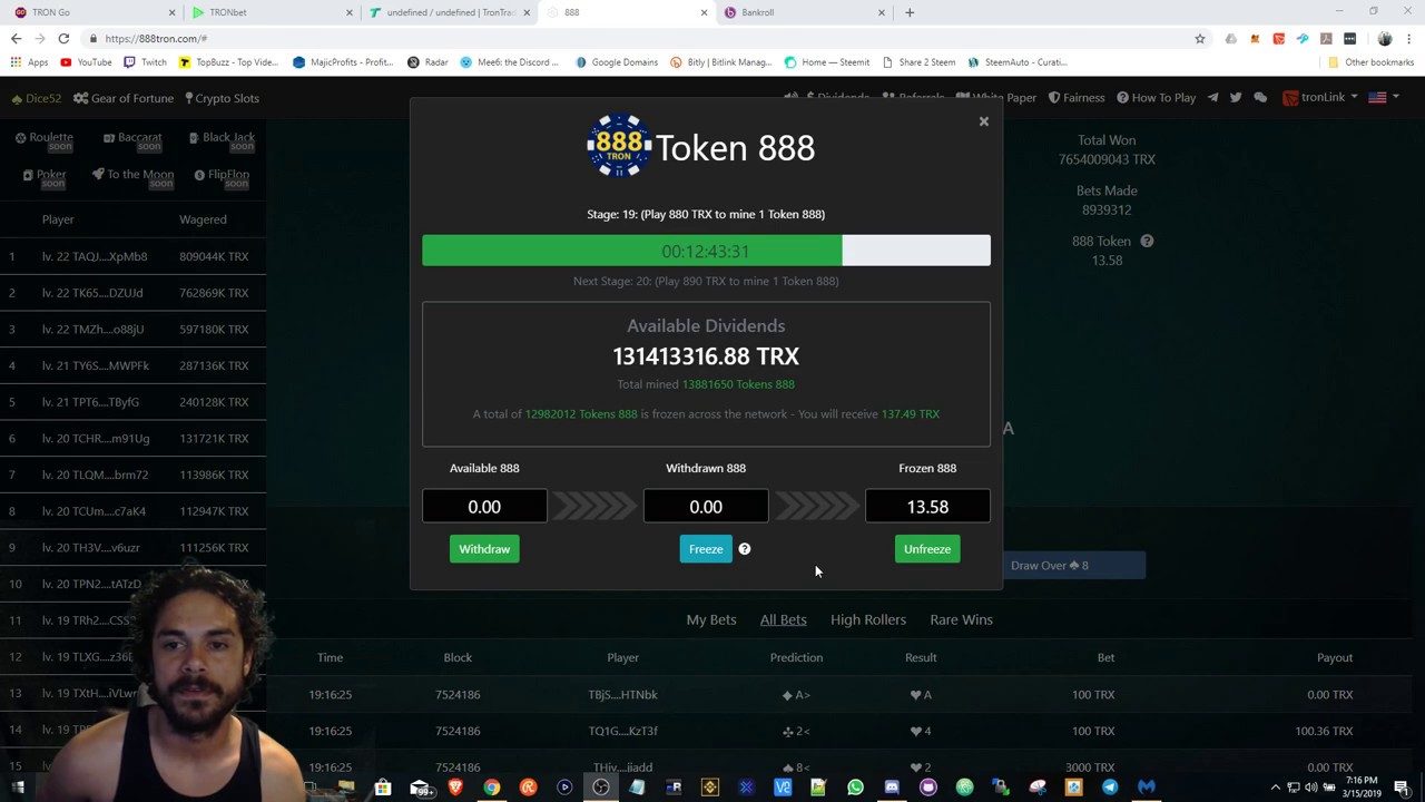 888 King of Tron Dapps? 150Mil TRX in div pool!