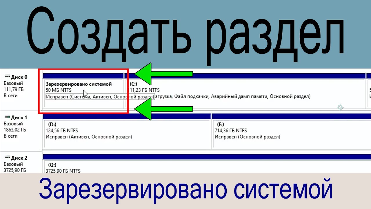 Создать раздел Зарезервировано системой (System Reserved) Windows 10