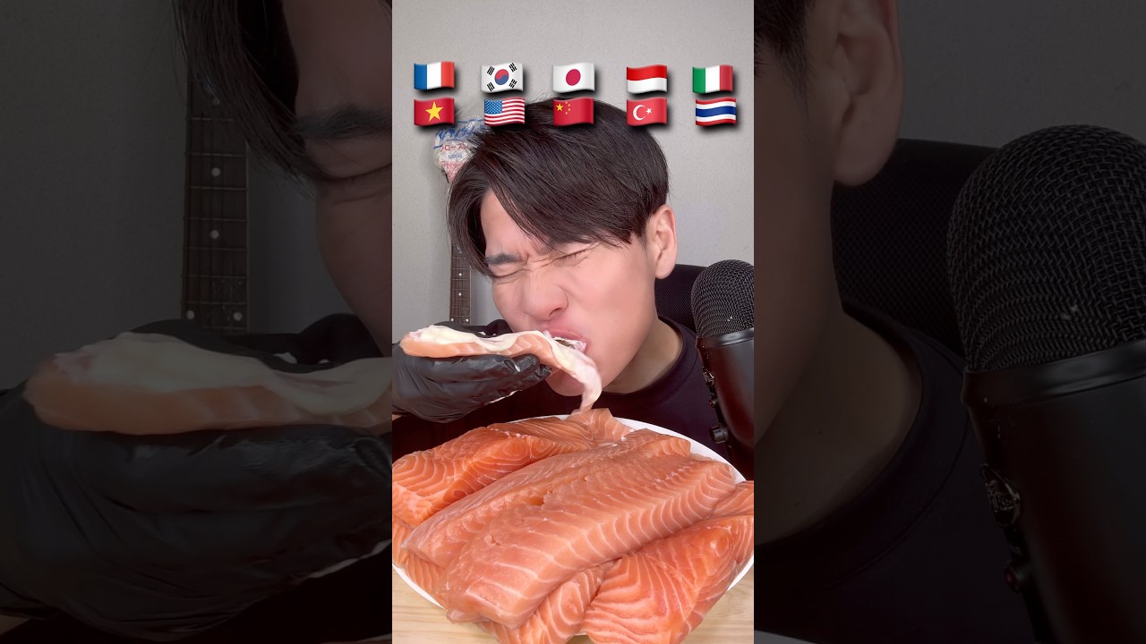 サーモンをグローバルスタイルで爆食い🐟#モッパン #サーモン #飯テロ #大食い #asmr #mukbang