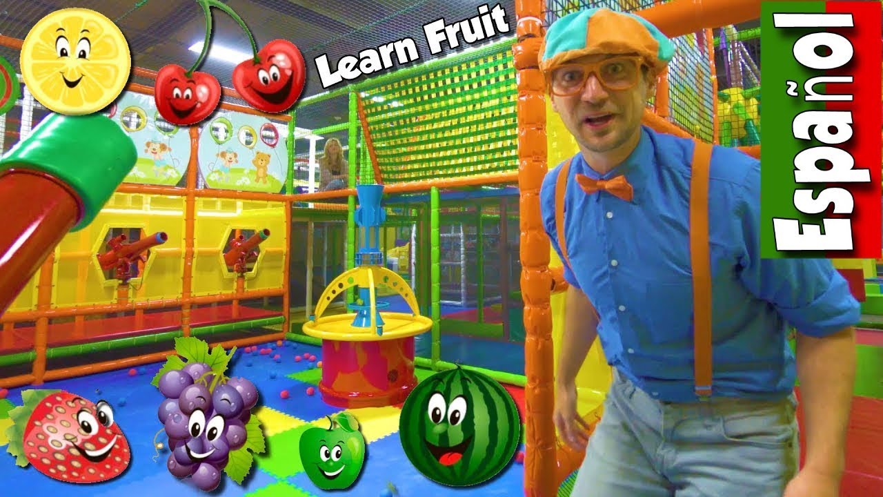 Aprende la Frutas con Blippi Espa&ntilde;ol | Video Educacional para Ni&ntilde;os sobre Patio de Juegos Interior