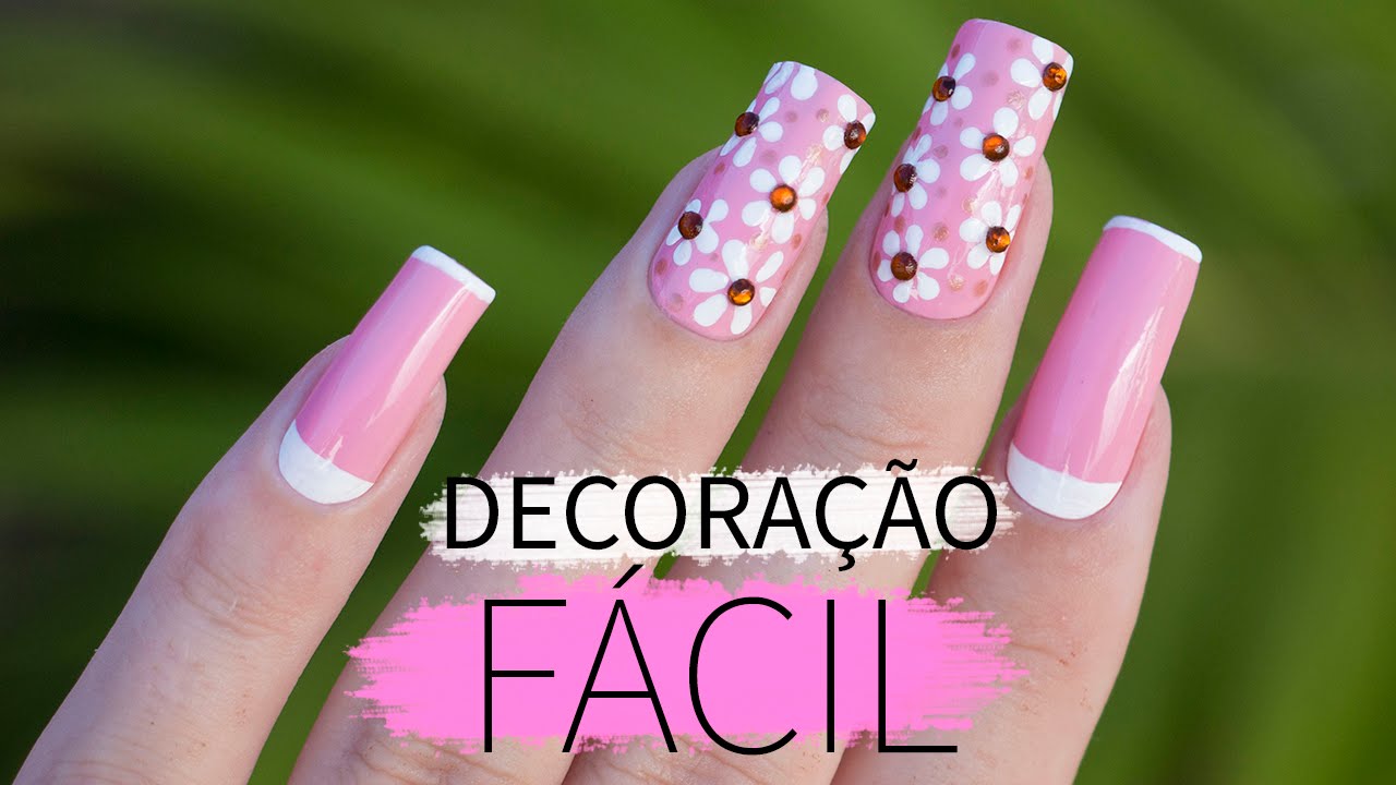 DECORAÇÃO DE UNHAS SIMPLES E FÁCIL - Ideia Rosa