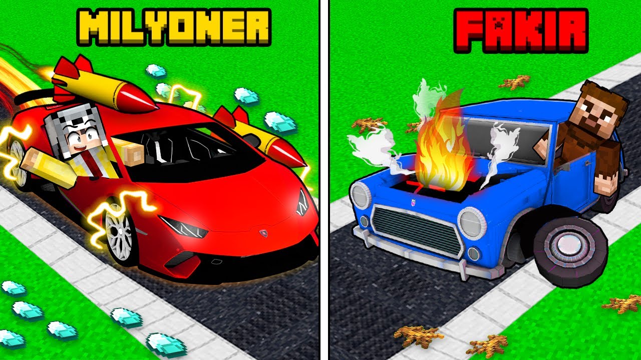 FAKİR ARABA VS MİLYONER JET ARABA YARIŞI - Minecraft