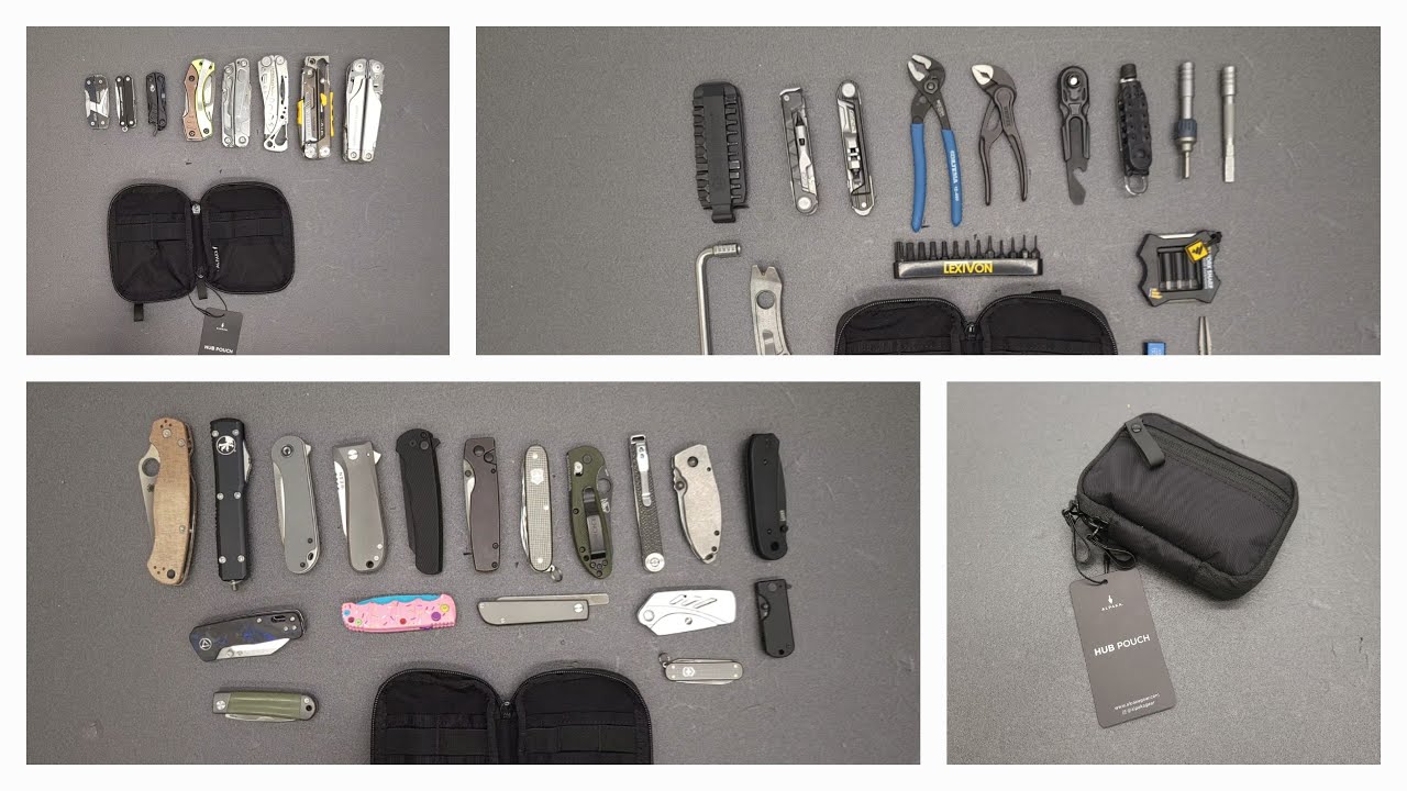 Alpaka Hub Pouch review + loading check of pens, knives, multi-tools  X-pac VX42 Black.
