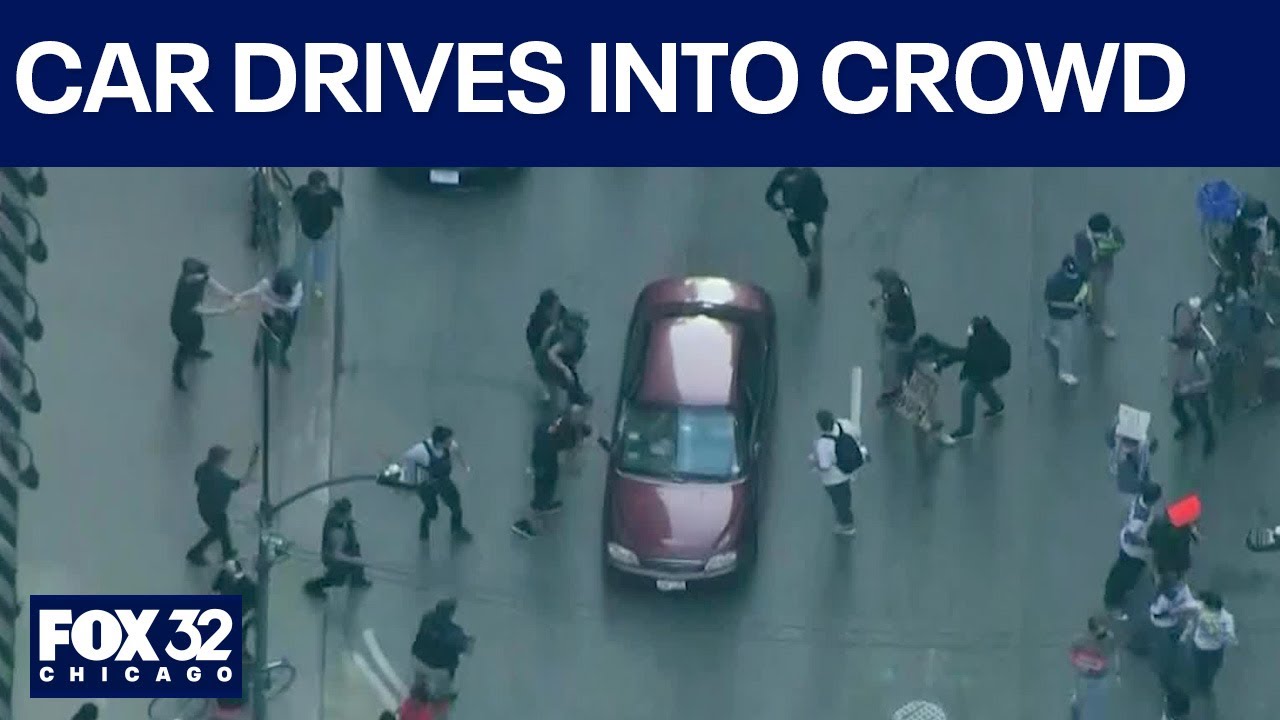 Chicago ICE Protests: Car speeds through crowd, streets closed