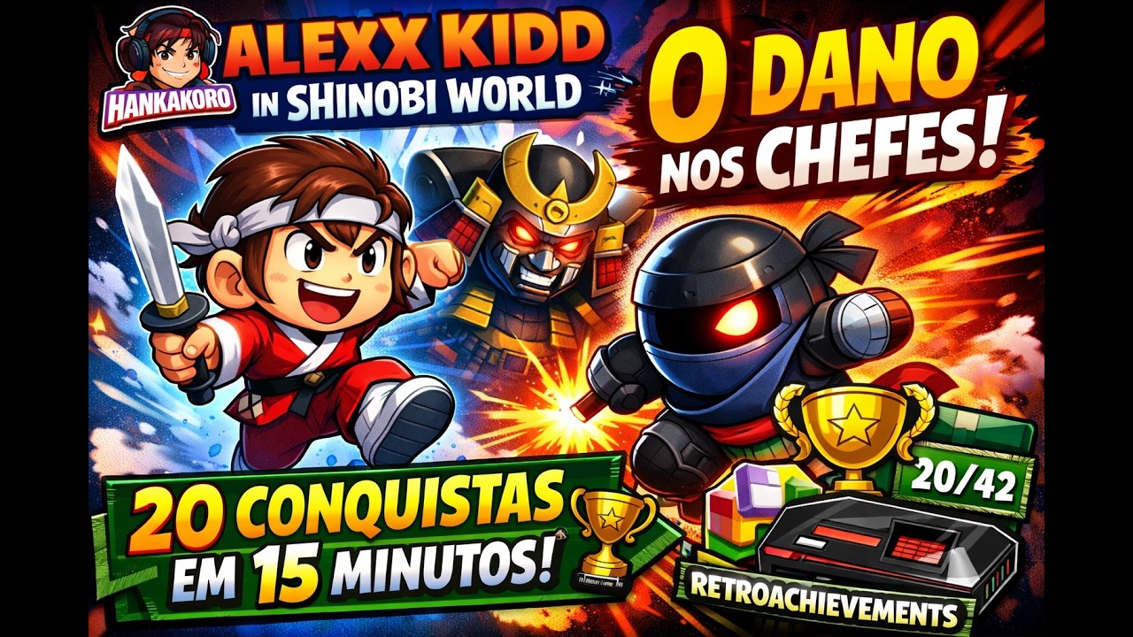 Alex Kidd in Shinobi World: NO BOSS HIT e 20 de 42 conquistas em 15 minutos! 💀🏆 #retroachievements