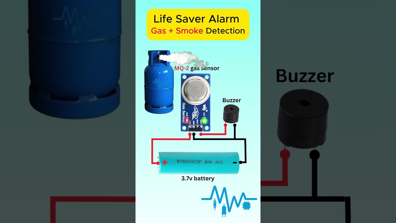 Gas Leak Detection Alarm | Electronics Circuit #Shorts #gas #lpg #sensor