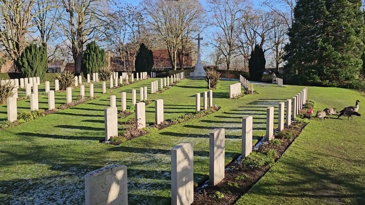 A result of the YPRES SALIENT in WW1. British military Ramparts Cemetery on the Ieper city wall.