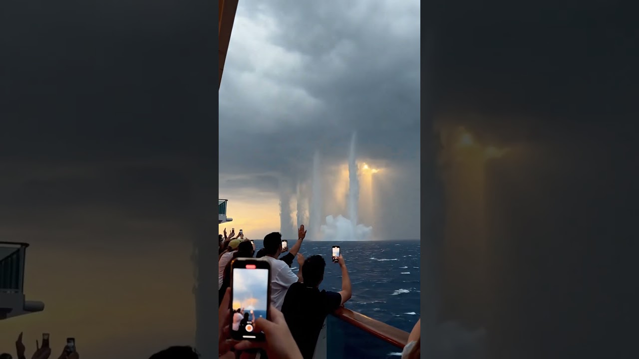 Когда небо раскололось над океаном 🌧️⚡ Редкий ливень в море 🌊✨