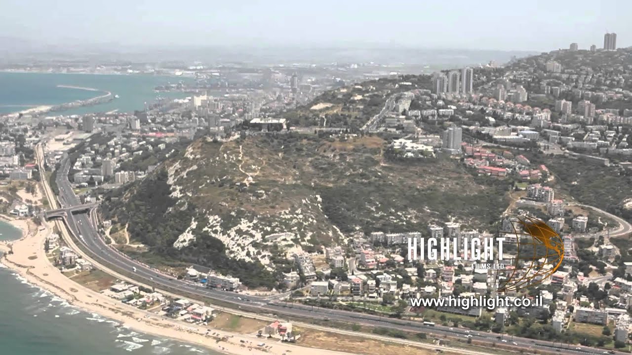 AN 027E Israel aerial footage: aerial video of the City of Haifa from south