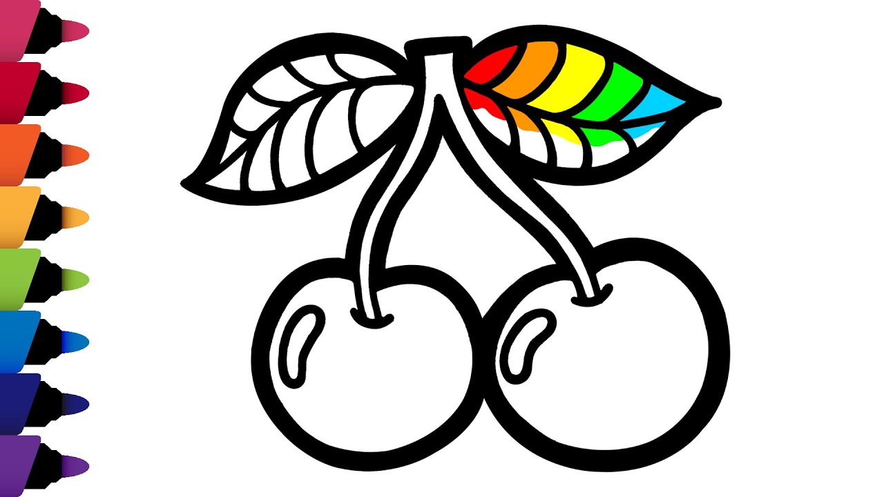 Как нарисовать милую ВИШНЮ? Лёгкие рисунки для детей How To Draw Cherries - Easy Drawings