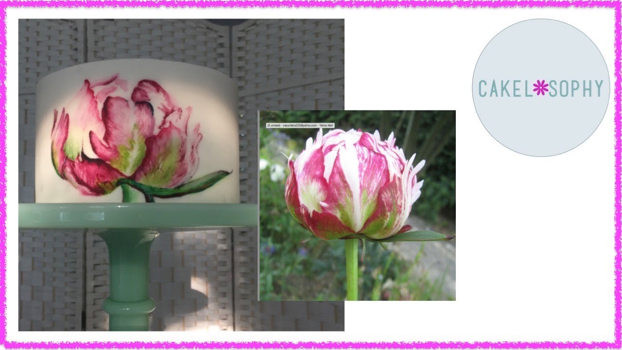 How to Paint on Cake :  Peony Flower Free-Hand