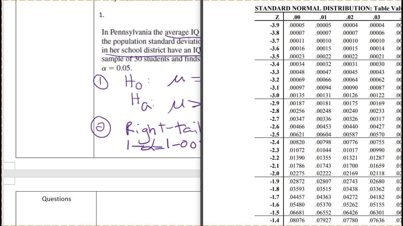 Z-Test for the Mean (Large Sample)