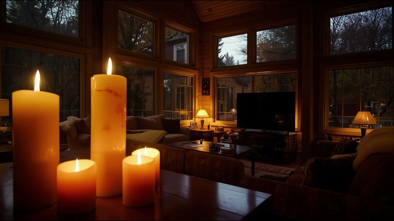Stormy Evening at Cabin | Cozy Rain Sounds for Relaxing