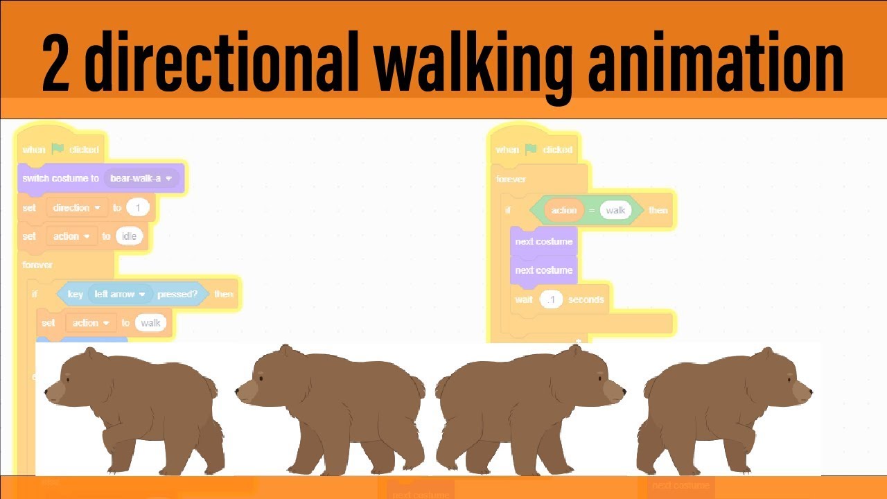 How to make a two way walk animation in scratch.